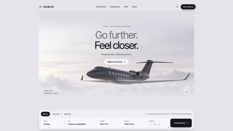 Cloud Jet Travel Landing — Source example · Skillry