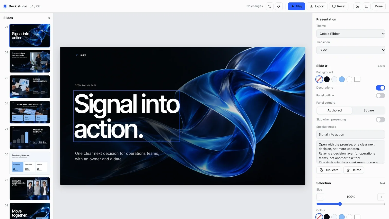 Cobalt Ribbon Pitch Deck result preview 2
