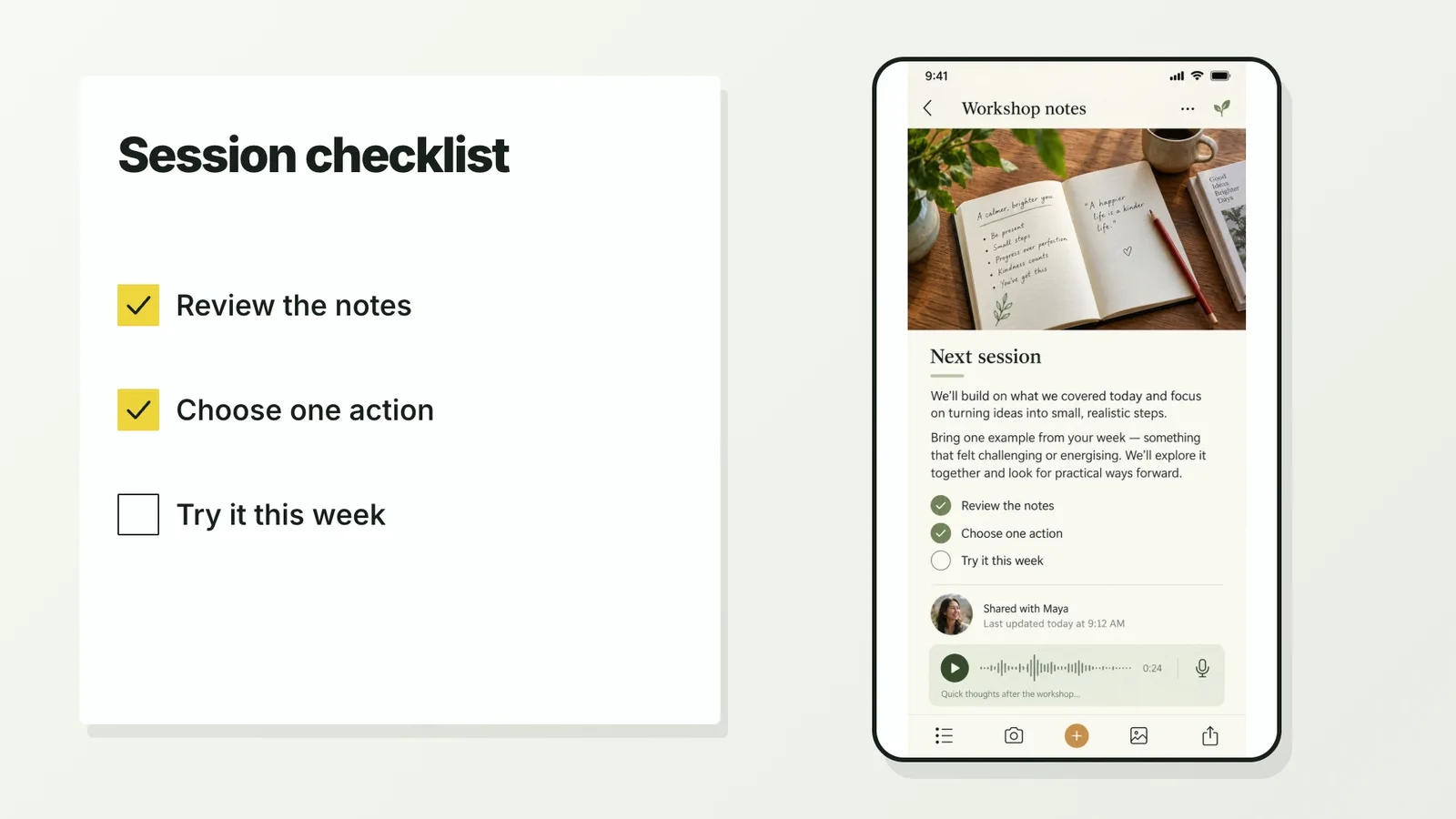 CreatorMotion · Synchronized Action Checklist