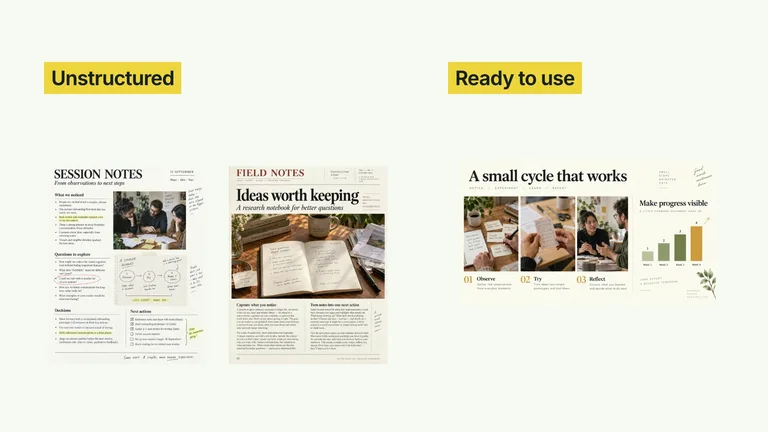 CreatorMotion · Document Collapse Contrast — Source example · Skillry