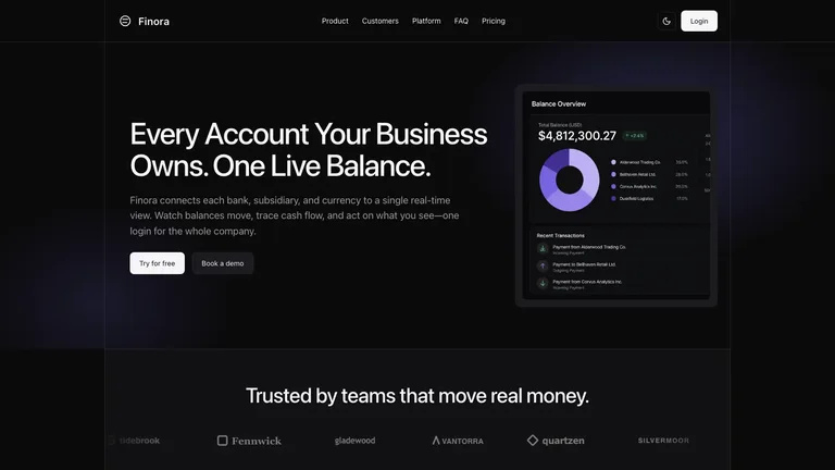 Finora Banking Landing result preview