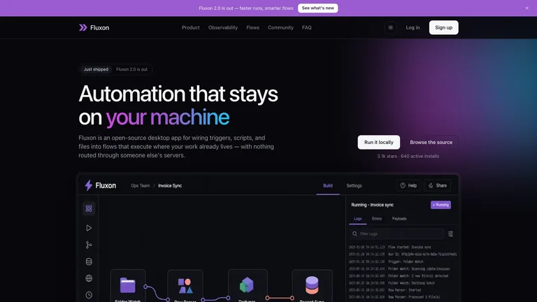 Fluxon Automation Landing result preview