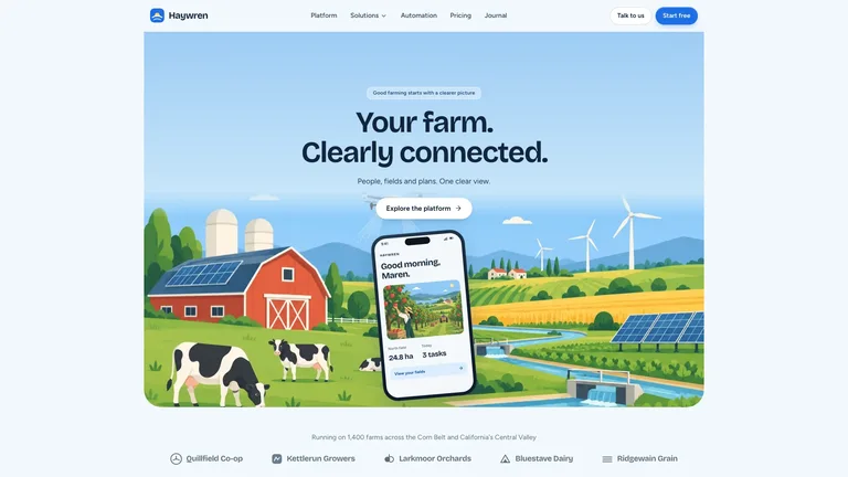 Illustrated Agritech App Landing — Source example · Skillry