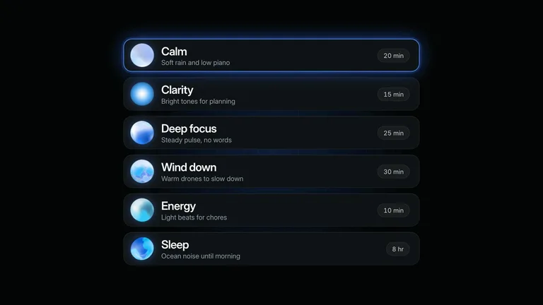 LaunchMotion · Mood Orbs result preview