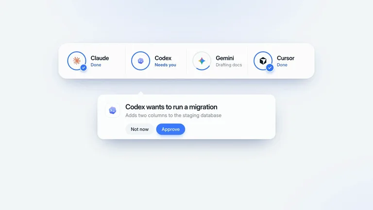 LaunchMotion · Agent Approval Tray result preview