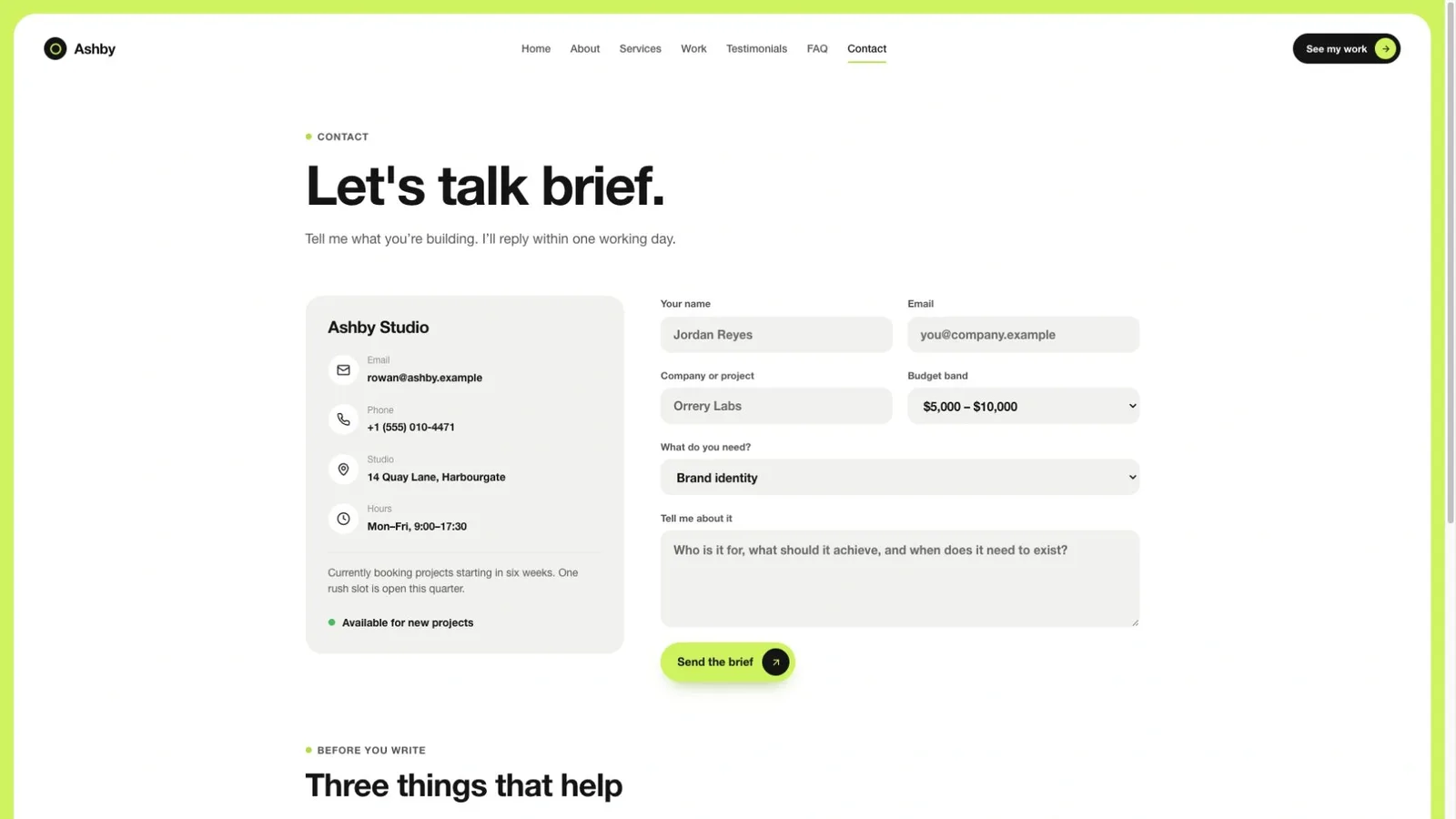 Lime-Frame Designer Portfolio result preview 3