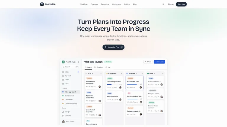 Loopwise SaaS Landing result preview