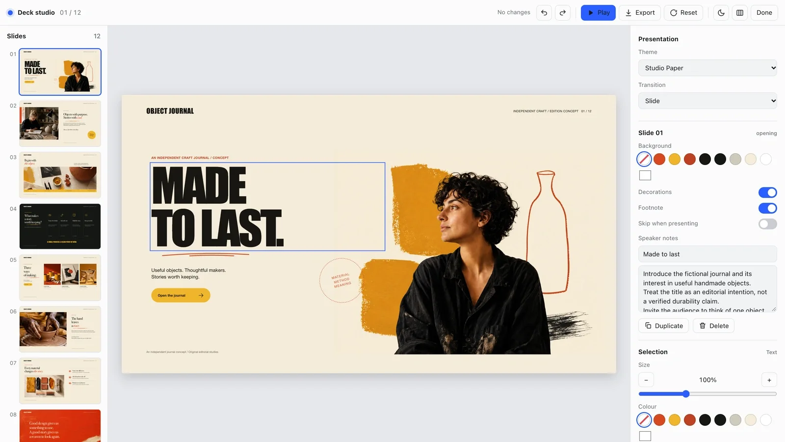 Ochre Editorial Deck result preview 2