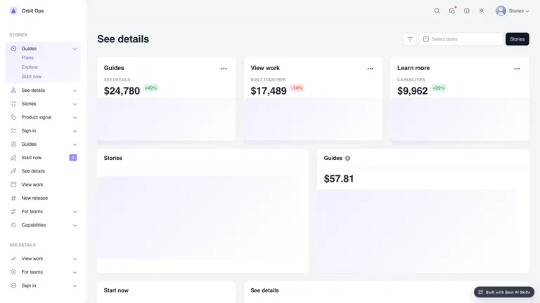 Orbit Admin Dashboard result preview