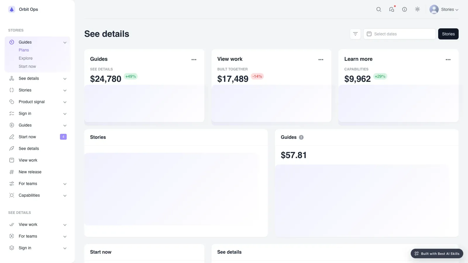 Orbit Admin Dashboard result preview
