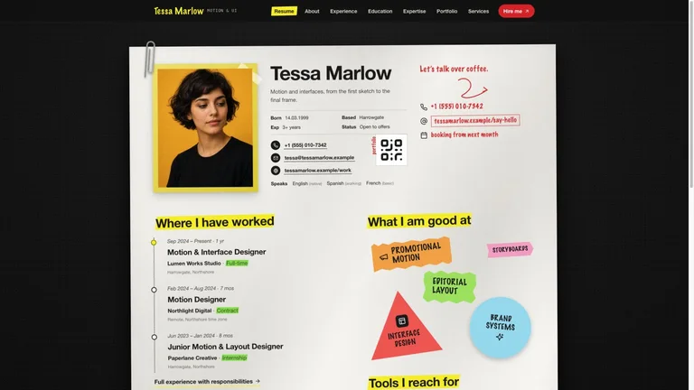 Paper-Texture Resume Site result preview