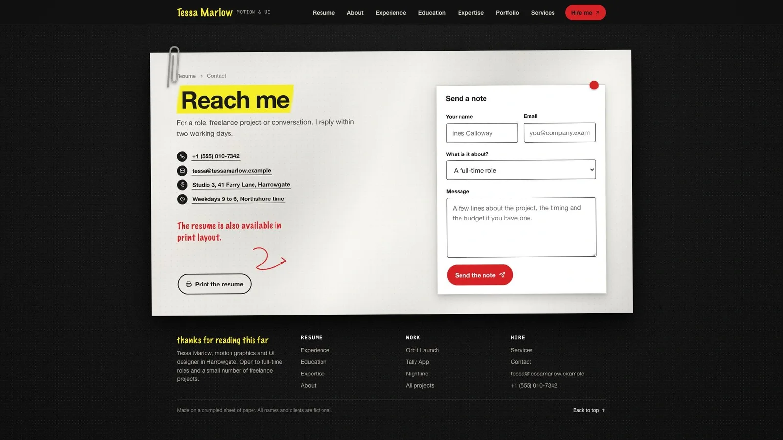 Paper-Texture Resume Site result preview 3