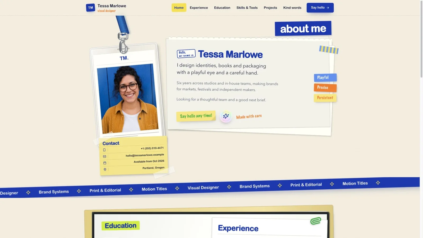 Scrapbook Resume Site result preview