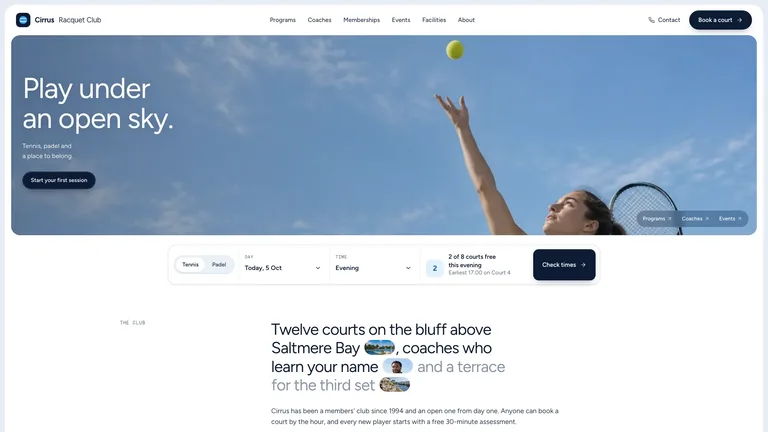 Sky Sports Club Landing — Source example · Skillry