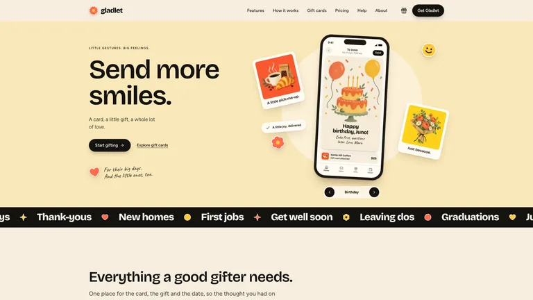 Sticker Gifting App Landing — Source example · Skillry