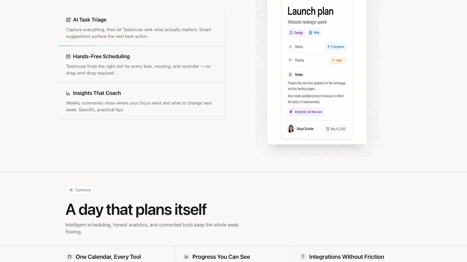 Taskmuse AI Landing result preview 2