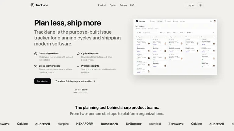 Tracklane Devtool Landing result preview