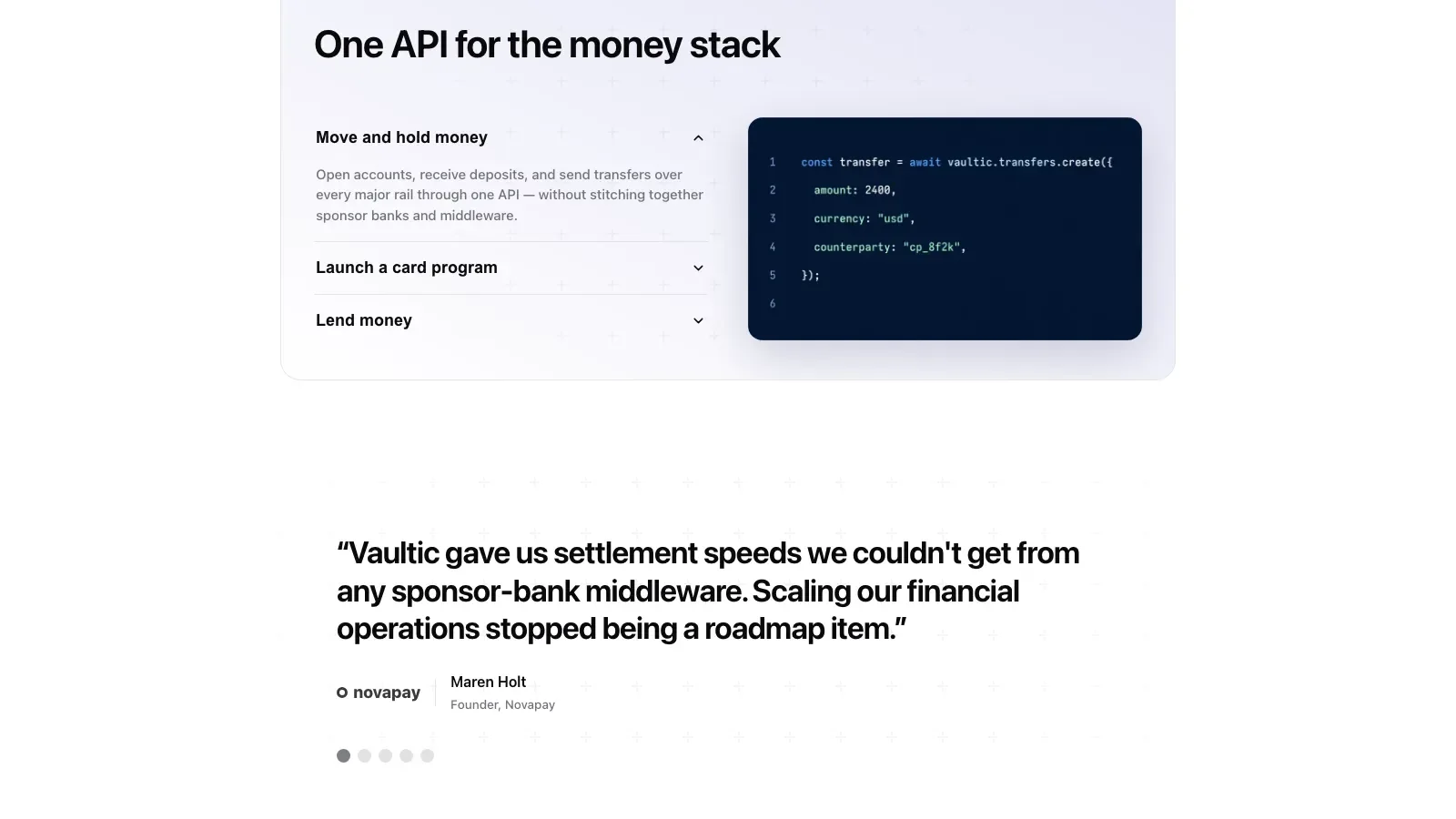 Vaultic Fintech Landing result preview 2