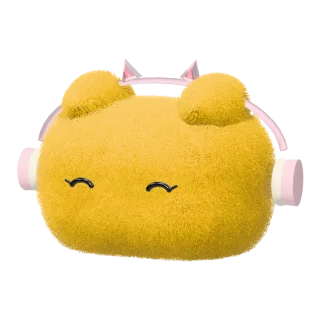 Yellow dot with kitty headphones