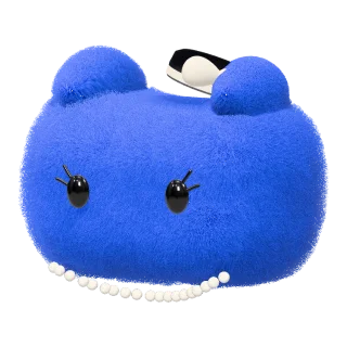 Blue dot with a little hat and pearls