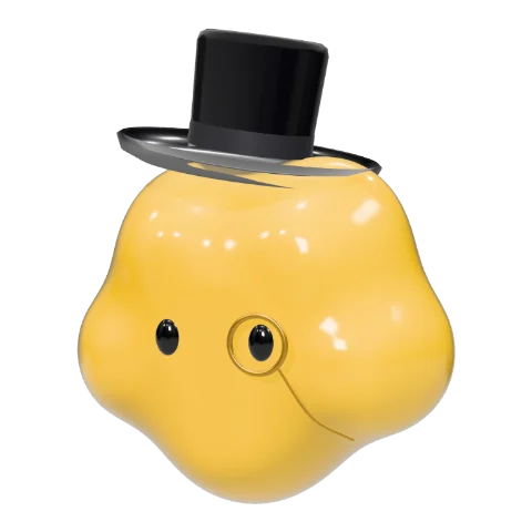 Cloud gentleman dot avatar in glazed ceramic