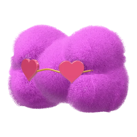 Orchid butterfly dot avatar with heart-shaped sunglasses