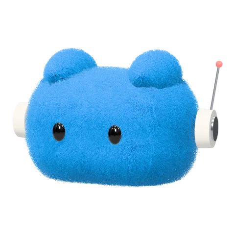 Cyan dot avatar with little ears and an astronaut headset
