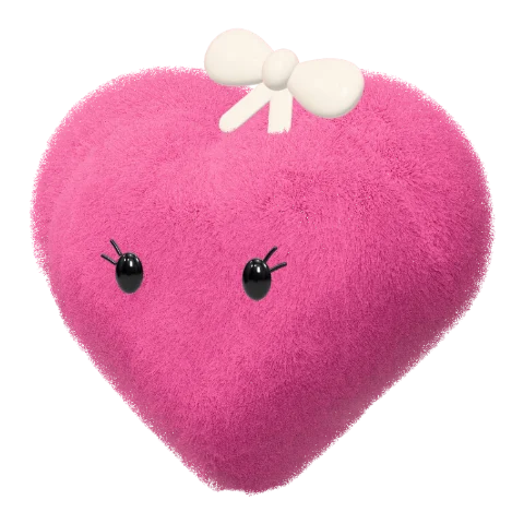 Pink heart dot avatar with a hair bow and lashes