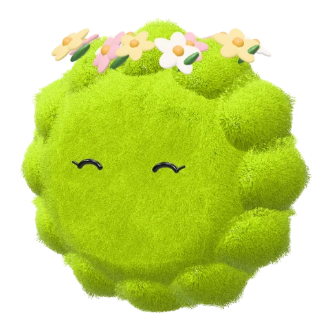 Lime scalloped dot avatar with a flower crown