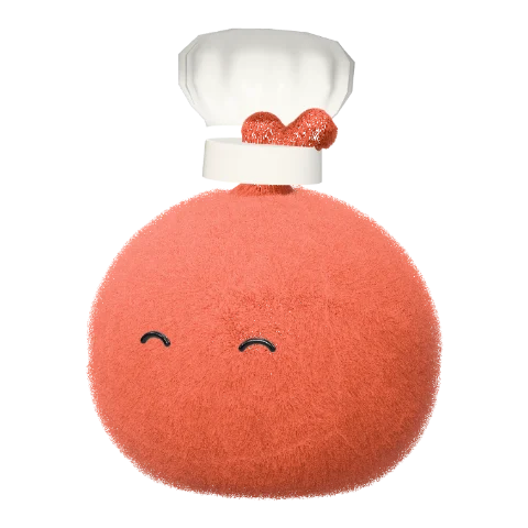 Coral sprout dot avatar in a chef hat